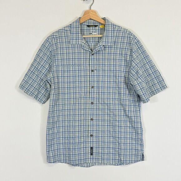 Cabela's CoolMax‎ Blue Green Plaid 4Most UPF 30 Button Front Shirt Men's Medium - Picture 1 of 8